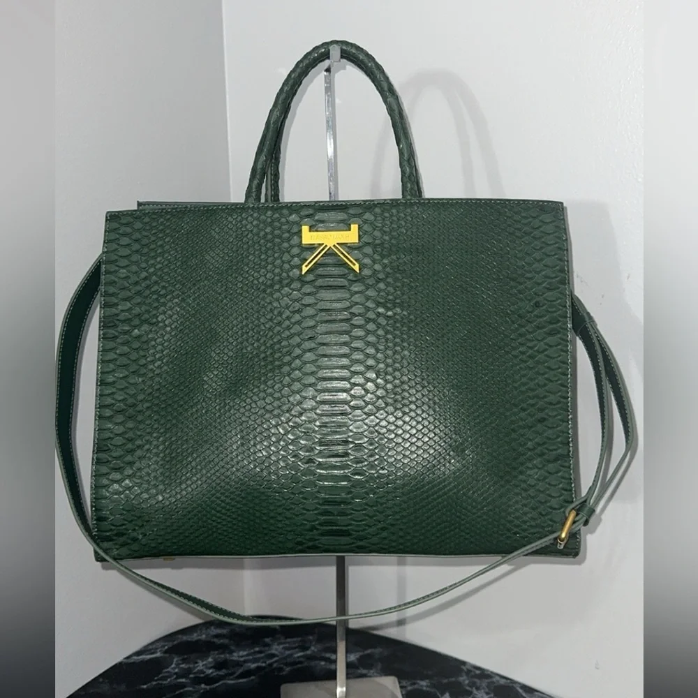 KLASSICKLOTH BOUID 34 Laptop Bag Dark Green Leather Removable Clutch AUTHENTIC - Picture 8 of 11
